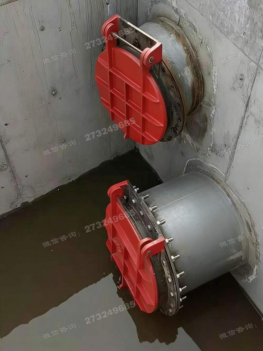 富裕县涵洞双联红色铸铁拍门